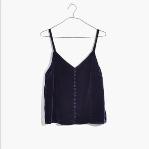 Madewell Button Down Velvet Cami Navy - Size 4